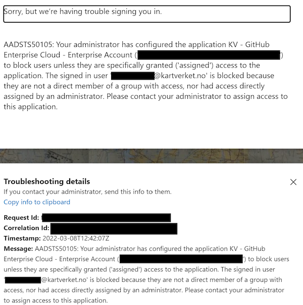 Feilmelding ved innlogging